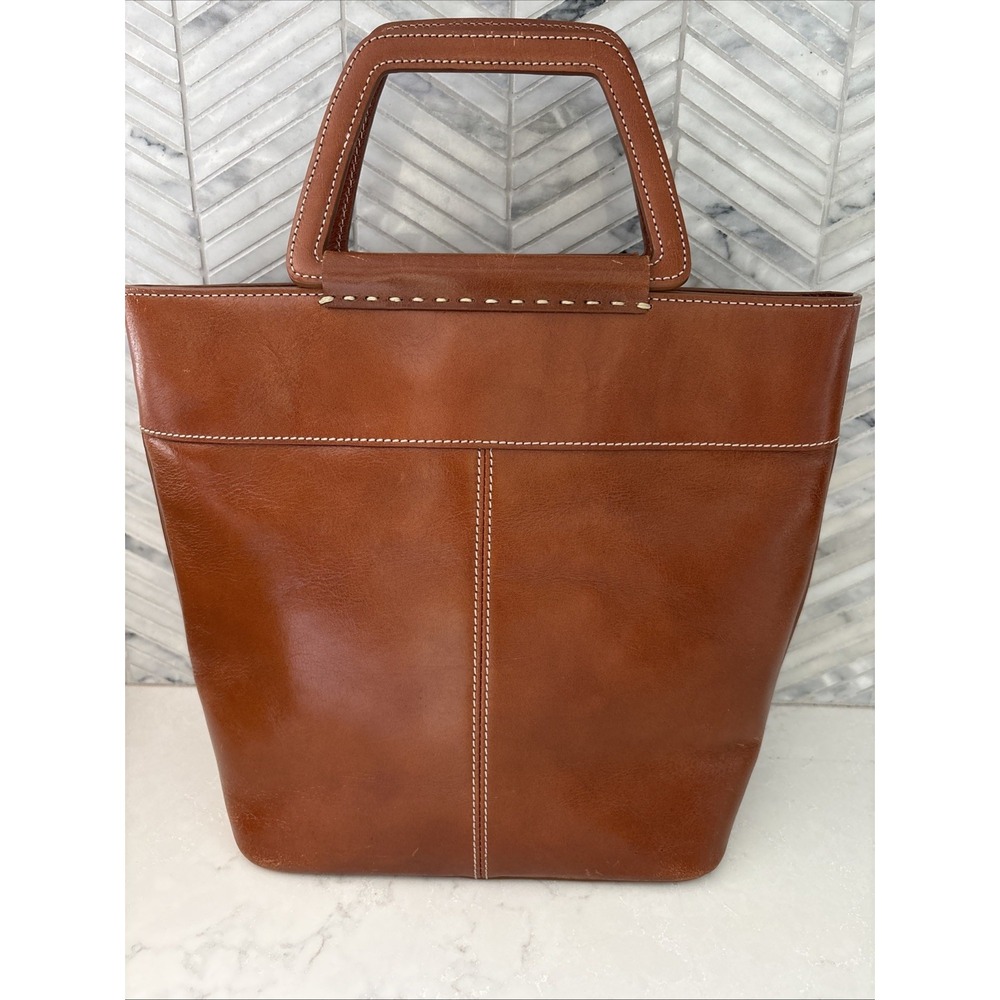FOSSIL Vintage Luggage Brown Leather Shoulder Bag Purse Clutch Hobo Bucket Boho